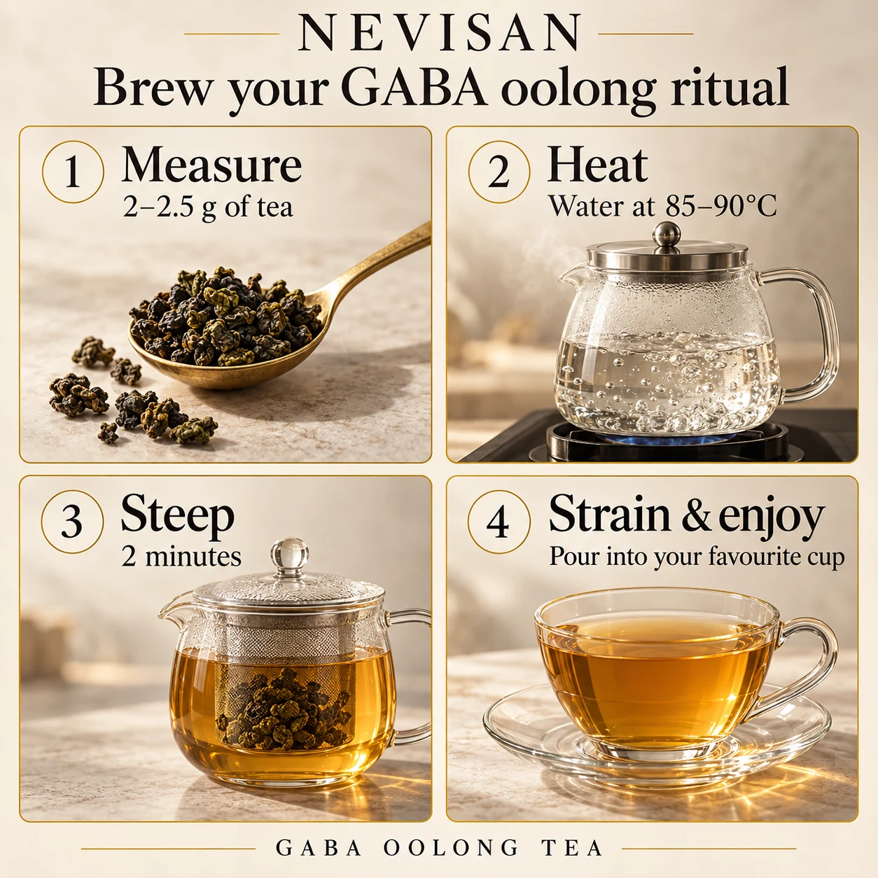 Four steps to your first cup. Follow your pack’s guide, then adjust to taste.